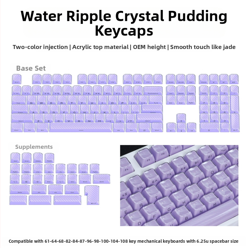 Mechanikus billentyűzethez készült keycap szett, 113 gomb, PC anyag, kettős színű oldalsó gravírozás, Cross-Shaft kompatibilis