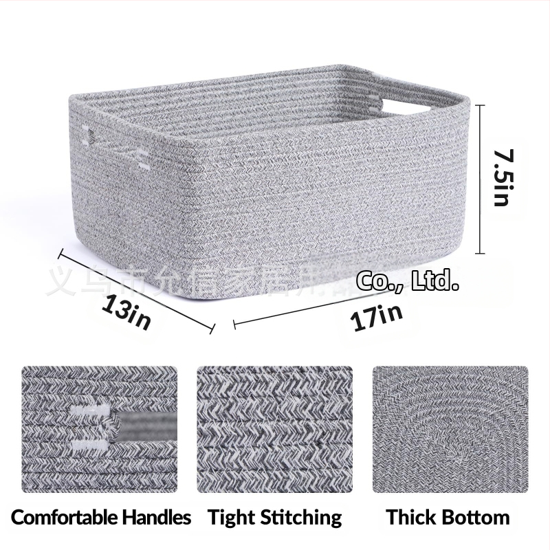 Yunxin AB-125B úložný kôš z bavlneného povrazu – viacúčelový organizér na CD, diaľkové ovládanie, kancelárske potreby a knihy