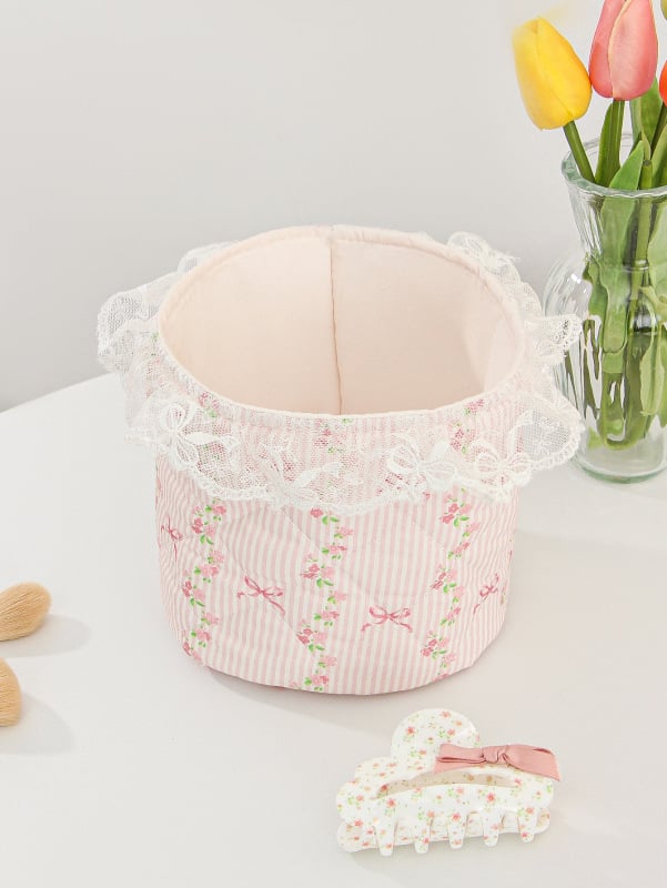 Козметична чанта 5-частен комплект с флорален модел, памучен външен слой, полиестерна подплата (дишаща, ултралека)