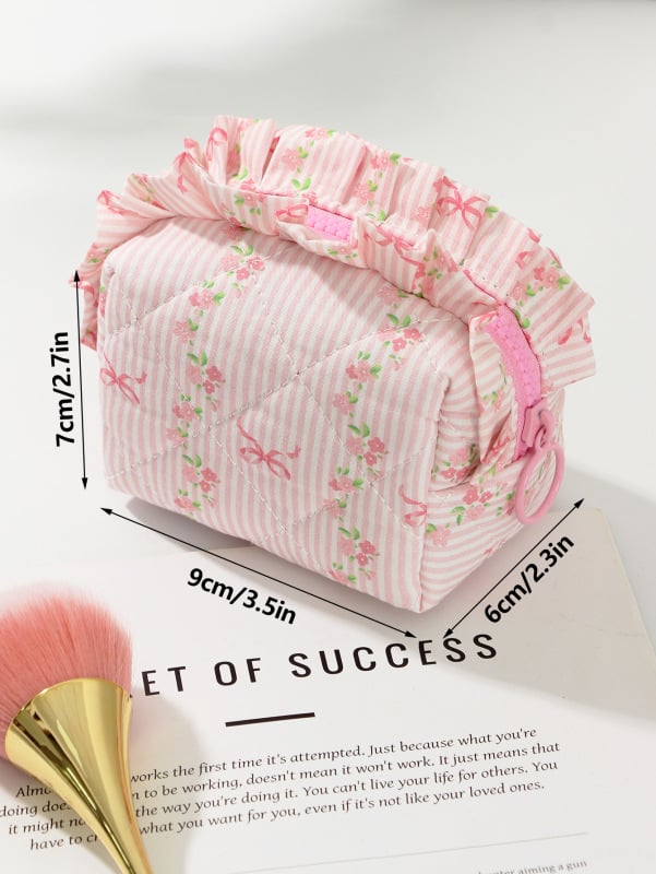 Козметична чанта 5-частен комплект с флорален модел, памучен външен слой, полиестерна подплата (дишаща, ултралека)