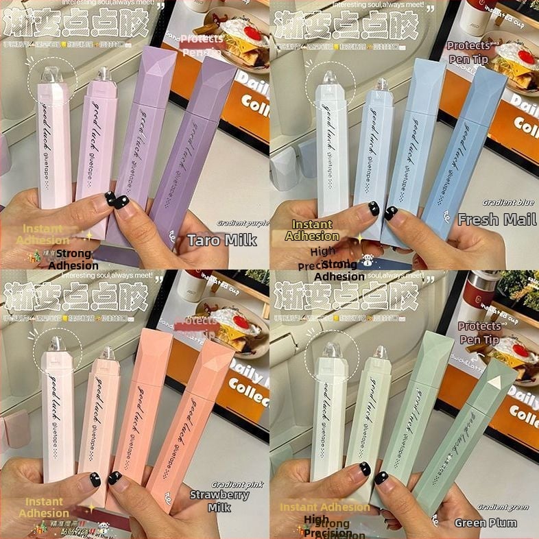 Duwu Tollapont ragasztó tolltípusú pöttyökkel, gradient dizájn, erős duplaoldalas ragasztó, diák naplókhoz és kézműves projektekhez