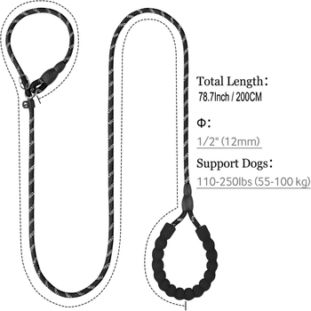 Λουρί σκύλου για τρέξιμο και βόλτες με αντι-σοκ, ενσωματωμένο παχύ P σχοινί, ανακλαστικό για νυχτερινή ασφάλεια, μάρκα It Star, Νάιλον Απομίμηση