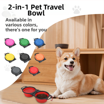 Πτυσσόμενο διπλό μπολ για κατοικίδια, πλαστικό, μοντέλο ZDSW-02, Γκουανγκντόνγκ