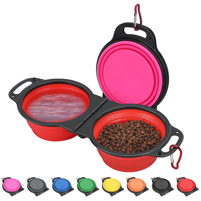 Összecsukható dupla tál háziállatok számára, műanyag, modell ZDSW-02, Guangdong