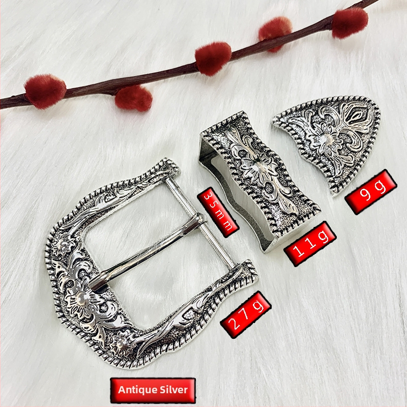 Трикомпонентен комплект закопчалки за колан с пин-механизъм, кръгла форма, от алуминиева сплав, етнически стил, флорална шарка и монголски мотив