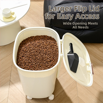 Κοντέινερ αποθήκευσης τροφής κατοικίδιων – αεροστεγής, ανθεκτικό στην υγρασία και στα έντομα, 45 λίτρα, PP υλικό, κατάλληλο για τροφή γάτας και σκύλου