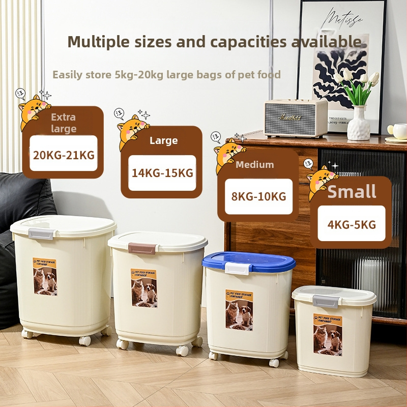 Контейнер за храна за домашни любимци – запечатан, влагоустойчив и против насекоми, 45 л, PP материал, за котешка и кучешка храна