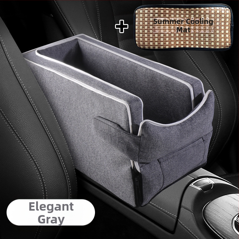 Automobiļa centrālā konsole drošības sēdeklis mājdzīvniekiem – pūkains pildījums, auduma virsma, vissezonu universālais dizains, minimālistisks stils