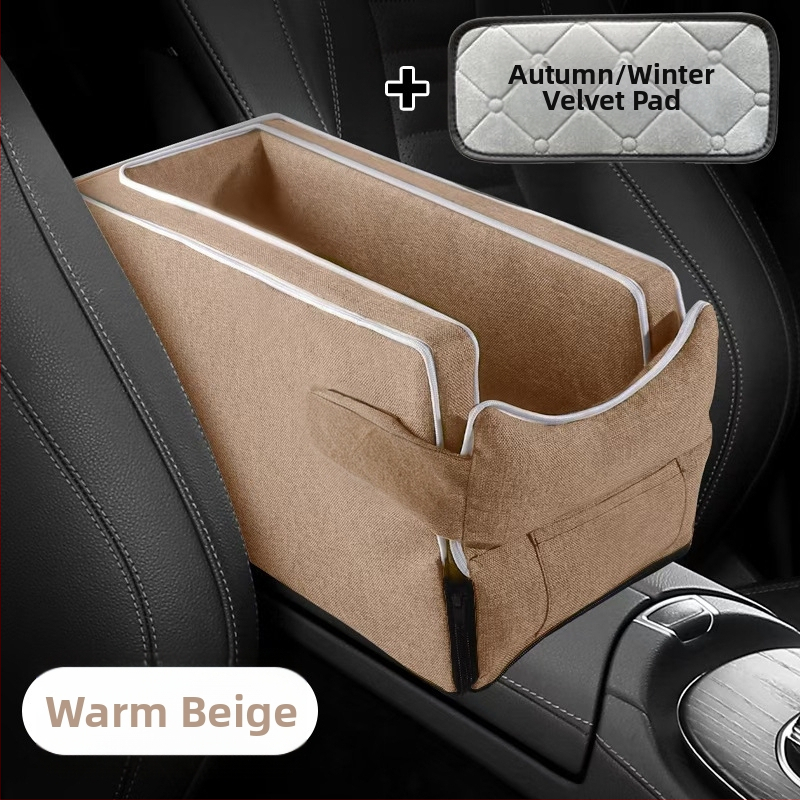 Automobiļa centrālā konsole drošības sēdeklis mājdzīvniekiem – pūkains pildījums, auduma virsma, vissezonu universālais dizains, minimālistisks stils