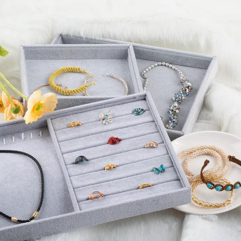 Βελούδινος δίσκος κοσμημάτων για αποθήκευση κολιέ και δαχτυλιδιών, βάση εργαλείου, άνοιξη 2025, μη προσαρμοσμένος