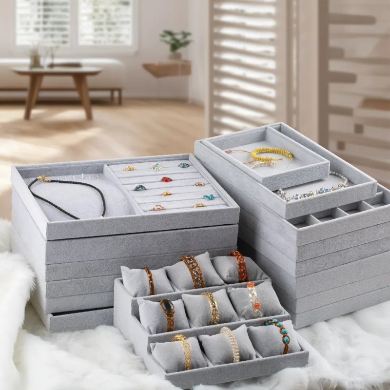 Βελούδινος δίσκος κοσμημάτων για αποθήκευση κολιέ και δαχτυλιδιών, βάση εργαλείου, άνοιξη 2025, μη προσαρμοσμένος