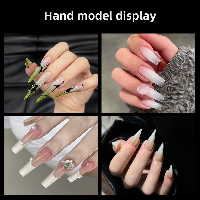 Kryštalické formy na predĺženie nechtov – tvar orlej pazúra, dlhý špičatý typ, vzor Hviezdne nebo, krabica 140 kusov