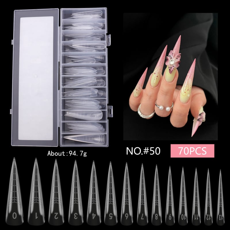 Kristāla nagu formas pagarināšanai – ērgļa ķepas forma, garš asu tips, zvaigžņu debesu raksts, kastīte 140 gab.