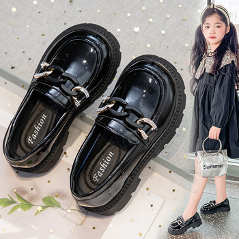 Κοριτσίστικα Παπούτσια από Πατενταρισμένο Δέρμα, Χαμηλός Άνω, Κούμπωμα με Αγκράφα, Αντιολισθητική Σόλα, Κορεατικό Στυλ