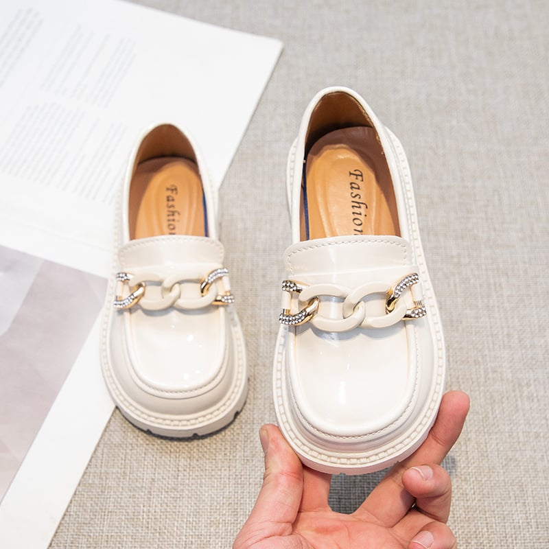 Κοριτσίστικα Παπούτσια από Πατενταρισμένο Δέρμα, Χαμηλός Άνω, Κούμπωμα με Αγκράφα, Αντιολισθητική Σόλα, Κορεατικό Στυλ