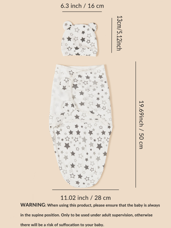 Kokvilnas zīdaiņu 2-dali komplekts — aizvērējs lakatiņš un miega soma, Cartoon raksts, vasara, drošības klase A
