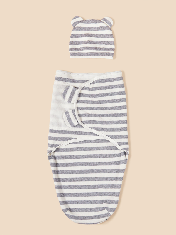 Kokvilnas zīdaiņu 2-dali komplekts — aizvērējs lakatiņš un miega soma, Cartoon raksts, vasara, drošības klase A