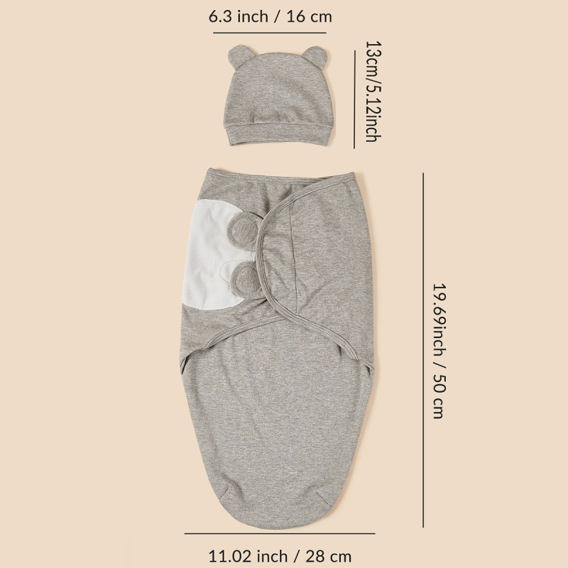 Kokvilnas zīdaiņu 2-dali komplekts — aizvērējs lakatiņš un miega soma, Cartoon raksts, vasara, drošības klase A