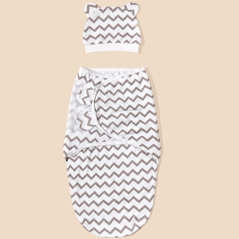 Kokvilnas zīdaiņu 2-dali komplekts — aizvērējs lakatiņš un miega soma, Cartoon raksts, vasara, drošības klase A