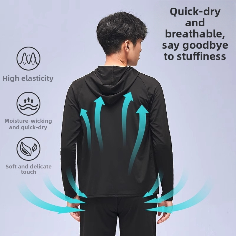 Мъжки спортен комплект за бягане – две части, дишащ, влагоотвеждащ, бързосъхнещ, кръгла яка, къси ръкави, полиестер-еластанова материя