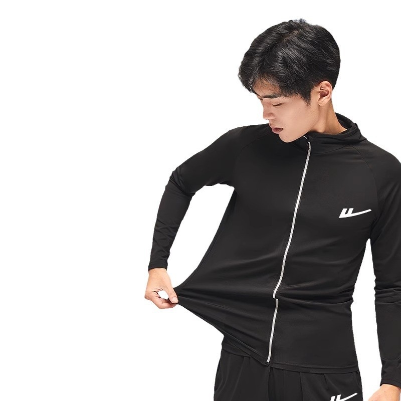 Ανδρικό αθλητικό σετ τρεξίματος – δύο τεμάχια, διαπνέον, απομάκρυνση υγρασίας, γρήγορο στέγνωμα, στρογγυλός λαιμός, βραχείς μανίκες, πολυεστέρας-ελαστάν