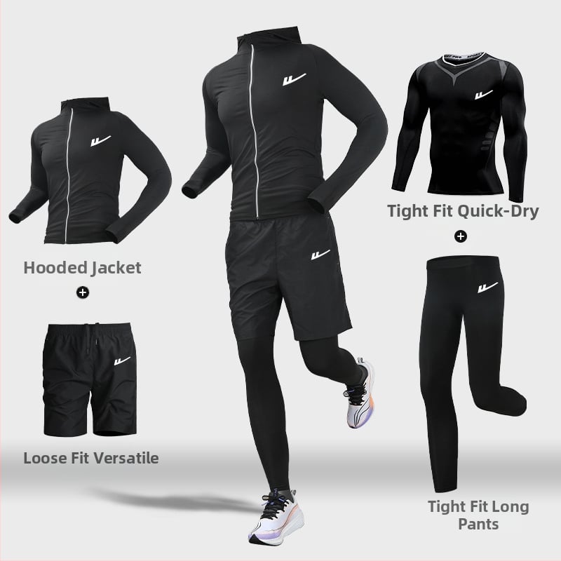 Ανδρικό αθλητικό σετ τρεξίματος – δύο τεμάχια, διαπνέον, απομάκρυνση υγρασίας, γρήγορο στέγνωμα, στρογγυλός λαιμός, βραχείς μανίκες, πολυεστέρας-ελαστάν