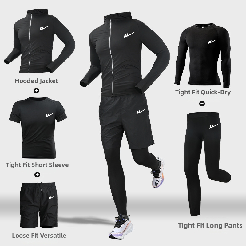 Ανδρικό αθλητικό σετ τρεξίματος – δύο τεμάχια, διαπνέον, απομάκρυνση υγρασίας, γρήγορο στέγνωμα, στρογγυλός λαιμός, βραχείς μανίκες, πολυεστέρας-ελαστάν