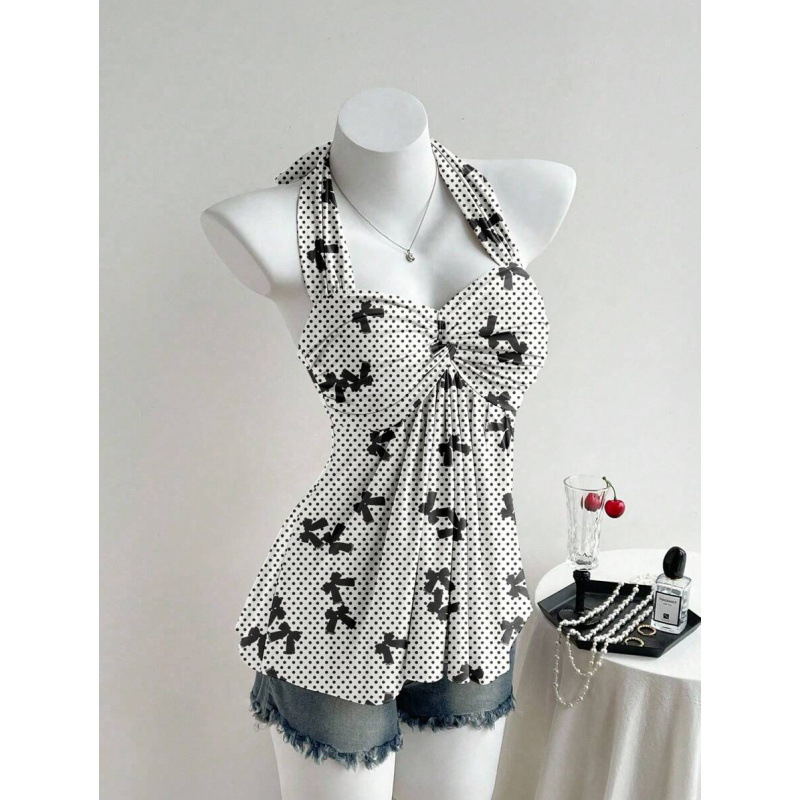 Bezplecu top ar vērpšanas mezglu dizainu, Slim Fit; Audums: kokvilnas linums; Galvenā šķiedra: vinilons; Sezona: 2023 vasara; Stils: Viegls bizness