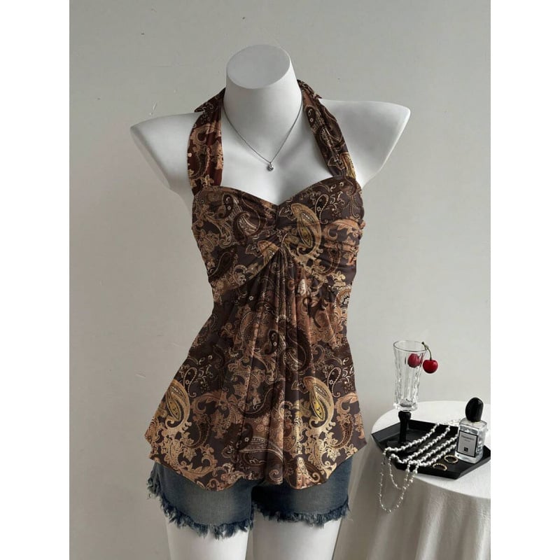 Bezplecu top ar vērpšanas mezglu dizainu, Slim Fit; Audums: kokvilnas linums; Galvenā šķiedra: vinilons; Sezona: 2023 vasara; Stils: Viegls bizness