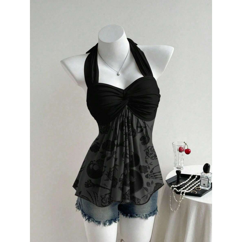 Bezplecu top ar vērpšanas mezglu dizainu, Slim Fit; Audums: kokvilnas linums; Galvenā šķiedra: vinilons; Sezona: 2023 vasara; Stils: Viegls bizness