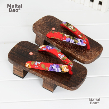 Cosplay Geta szandálok – Two-Tooth Geta, japán stílus, vászon felső rész, EVA talp, lapos talp