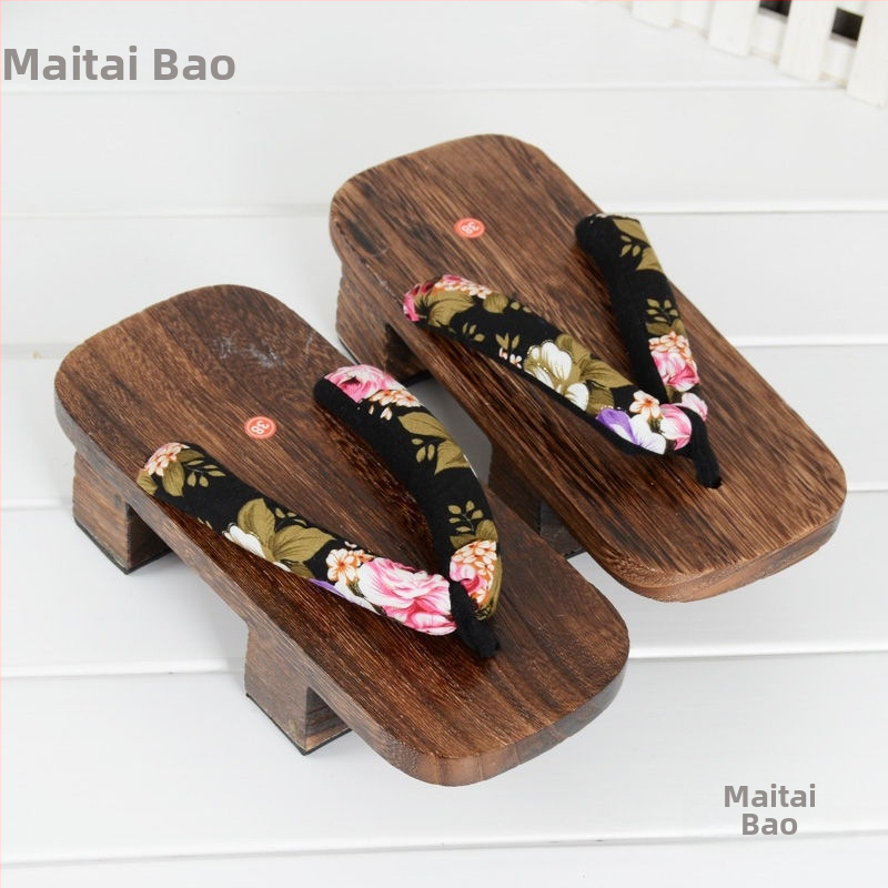 Geta сандали за косплей – Two-Tooth Geta, японски стил, платнено горно, EVA подметка, плосък подметник