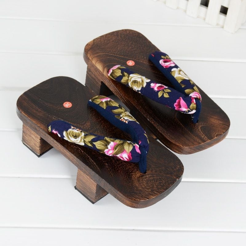 Cosplay Geta szandálok – Two-Tooth Geta, japán stílus, vászon felső rész, EVA talp, lapos talp