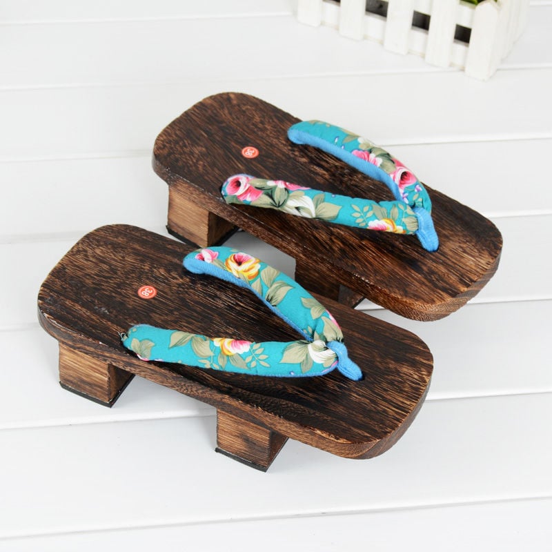 Cosplay Geta szandálok – Two-Tooth Geta, japán stílus, vászon felső rész, EVA talp, lapos talp