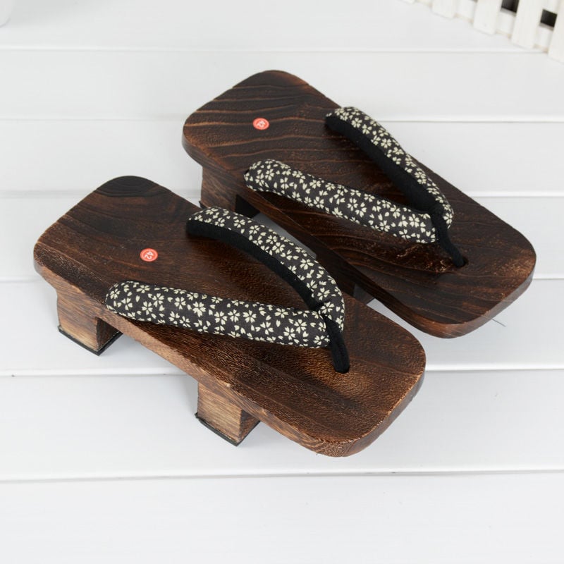 Cosplay Geta szandálok – Two-Tooth Geta, japán stílus, vászon felső rész, EVA talp, lapos talp