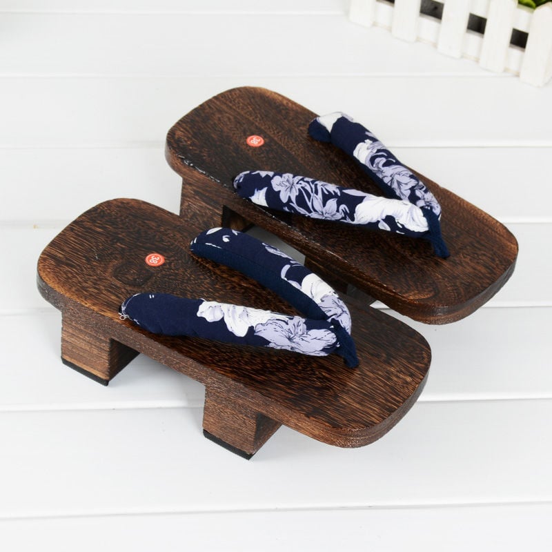 Cosplay Geta szandálok – Two-Tooth Geta, japán stílus, vászon felső rész, EVA talp, lapos talp