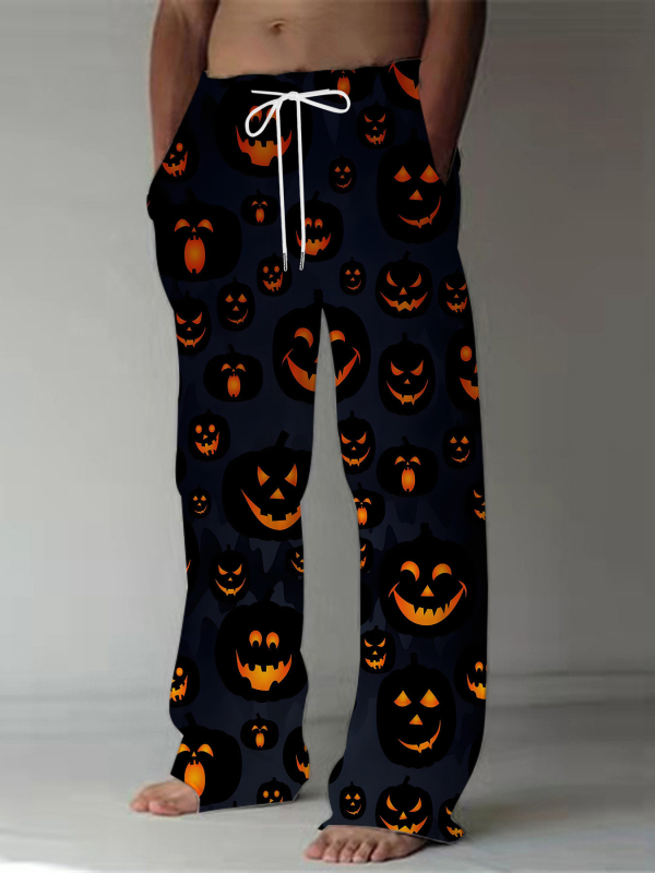 Ērtas sporta ikdienas bikses ar brīvu piegriezumu, viduklis vidējā augstumā, šņorēšana, ģeometrisks raksts