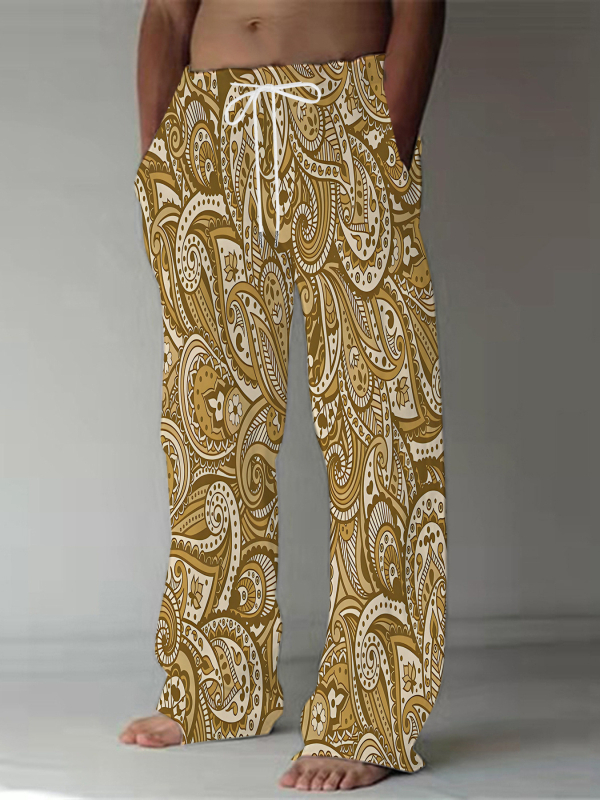 Ērtas sporta ikdienas bikses ar brīvu piegriezumu, viduklis vidējā augstumā, šņorēšana, ģeometrisks raksts