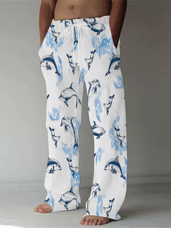 Ērtas sporta ikdienas bikses ar brīvu piegriezumu, viduklis vidējā augstumā, šņorēšana, ģeometrisks raksts