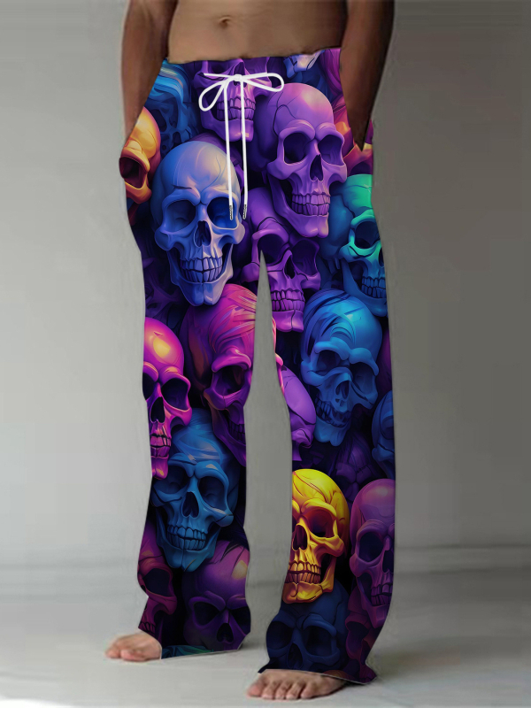 Ērtas sporta ikdienas bikses ar brīvu piegriezumu, viduklis vidējā augstumā, šņorēšana, ģeometrisks raksts