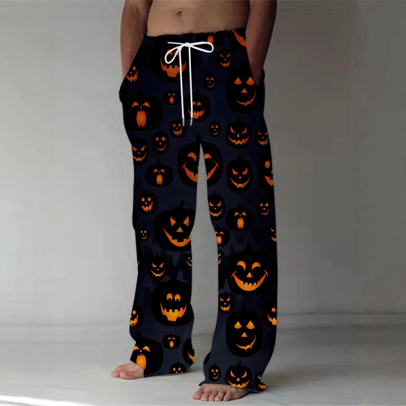 Ērtas sporta ikdienas bikses ar brīvu piegriezumu, viduklis vidējā augstumā, šņorēšana, ģeometrisks raksts