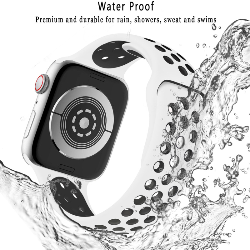 Bimei Biyou márkájú szilikon Apple Watch szíj, csap zár, testre szabható interfész méret, 15 g