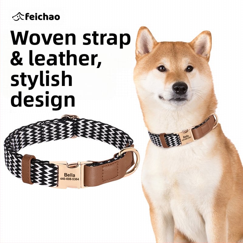 Каишка за кучета с гравирана идентификационна табелка против загуба, от мохер, марка Feiyu, универсална употреба, артикул 759849768829