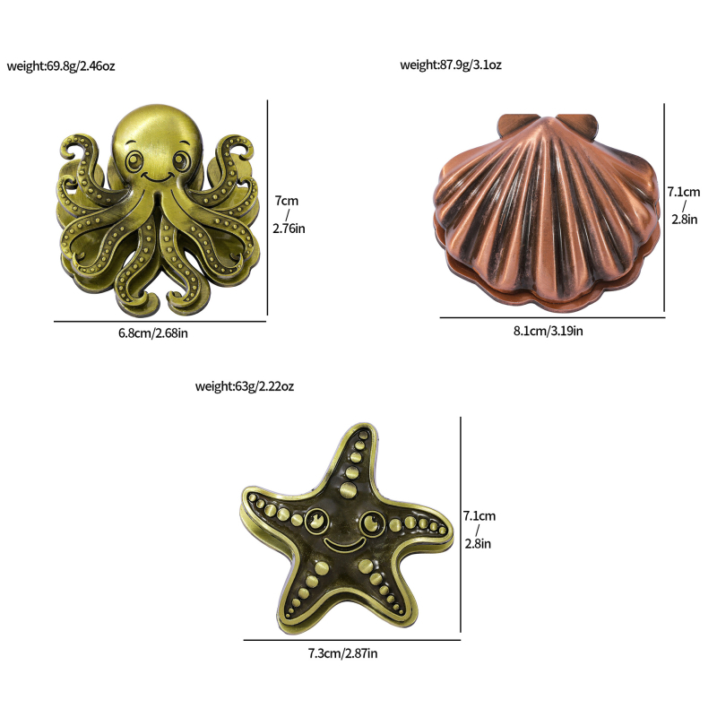 Σελιδοφάκελος με θαλάσσια θεματολογία – χειροποίητος σχεδιασμός με κοχύλι, αστερία και χταπόδι; Υλικό: κράμα; Στυλ: Premium Feel; Μοντέλο: Δικής κατασκευής; Κωδικός: SQ2507