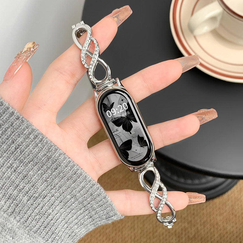 Μεταλλικός ιμάντας Pandora για Mi Band 9, Mi Band 8 Pro, Huawei 9/8, Redmi 4 — μοντέρνος, προσαρμοσμένη συμβατότητα διεπαφής