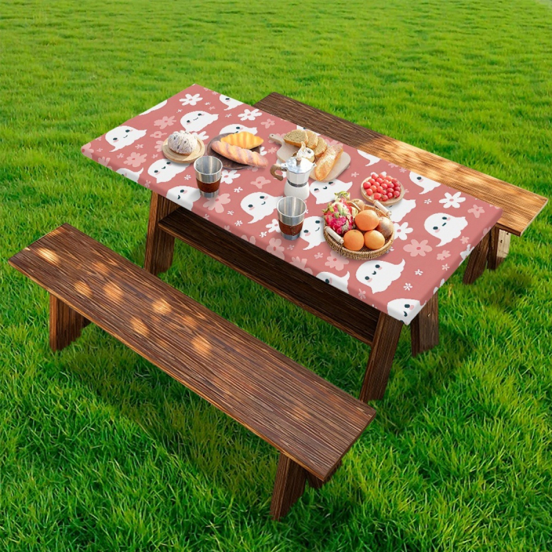 Τραπεζομάντιλο για εξωτερικό ταξίδι φαγητού, εκτύπωση με μοτίβο φάντασμα, ορθογώνιο, ύφασμα Oxford 190T υψηλής πυκνότητας, μοντέρνο μινιμαλιστικό στυλ