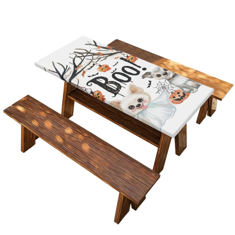 Τραπεζομάντιλο για εξωτερικό ταξίδι φαγητού, εκτύπωση με μοτίβο φάντασμα, ορθογώνιο, ύφασμα Oxford 190T υψηλής πυκνότητας, μοντέρνο μινιμαλιστικό στυλ