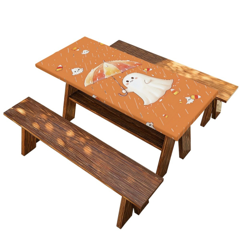 Τραπεζομάντιλο για εξωτερικό ταξίδι φαγητού, εκτύπωση με μοτίβο φάντασμα, ορθογώνιο, ύφασμα Oxford 190T υψηλής πυκνότητας, μοντέρνο μινιμαλιστικό στυλ