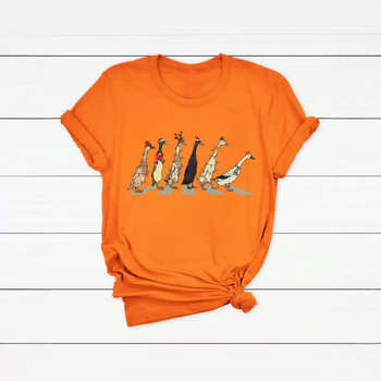 Женска тениска от CVC памук - флорален принт, къс ръкав, кръгло деколте, свободна кройка, уличен хипстър стил