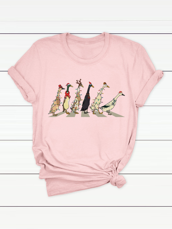 Γυναικείο T-shirt από CVC βαμβάκι - φλοράλ εκτύπωση, κοντά μανίκια, στρογγυλό λαιμό, χαλαρή γραμμή, street hipster στυλ